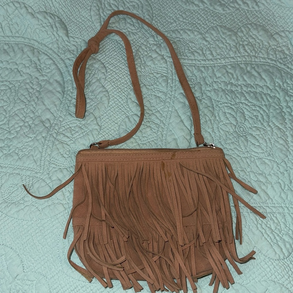 Kids fringe bag boho faux suede